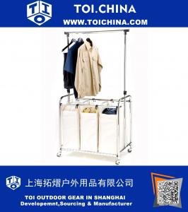 Classics 3-Bag Laundry Sorter with Hanging Bar
