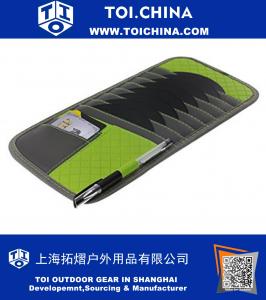 Detachable Car CD DVD Case Auto Sun Visor Organizer for Cards Sunglasses Pen PU Material-Green