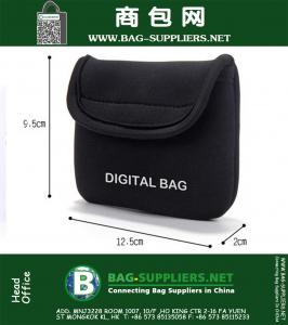 Headphone Caso fone Bag Mini Zipper rígido Mergulho Couro Material protetora USB Cable Organizer portátil Earbuds Bolsa Box