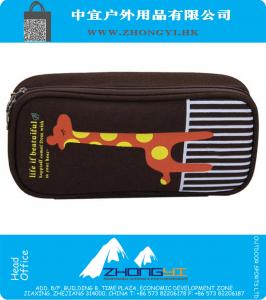 Excelente calidad de la venta caliente Nueva Jirafa linda caja de lápiz de maquillaje cosmético de la lona bolsa de herramientas de almacenamiento monedero de la bolsa