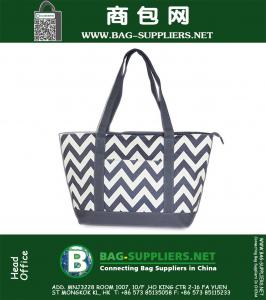 Fashion Pattern Prints Zippered X-Large Roomy Canvas Tote Bag