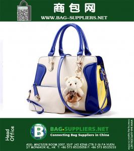 Fashion casual alligator pattern handbag patent leather shoulder bag with purse bear tool