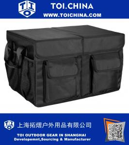 Foldable Cargo Trunk Organizer with Cover, Reinforced Handles and Car Cooler