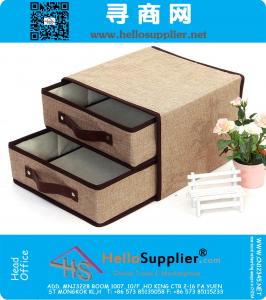 Faltbare Double Layer Schublade Non-Woven-Storage Box Bra Unterhos Socken Klassifiziert Lagerplätze Tisch Sundries Aufbewahrungsbehälter Organisator-Fall