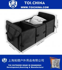 Foldable Trunk Organizer - Cooler Storage for Auto Front & Back Seat, Collapsible - Hold Vehicle Cargo Secure and Prevent Sliding - Toy, Grocery, or Office Automotive Carrier Tote