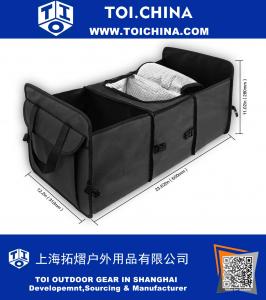 Foldable Trunk Organizer - Cooler Storage for Auto Front & Back Seat, Collapsible - Hold Vehicle Cargo Secure and Prevent Sliding - Toy, Grocery, or Office Automotive Carrier Tote