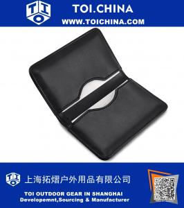Erkekler ve kadınlar için çift taraflı deri kartvizit tutucu kartvizit durumda tutucu deri folyo siyah deri cüzdanlar