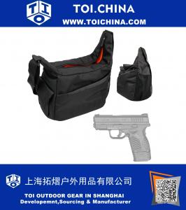Kişiselleştirilebilir araç depolama çantası naylon omuz çantası tabanca taşımak, siyah ve turuncu Springfield XDS tabanca