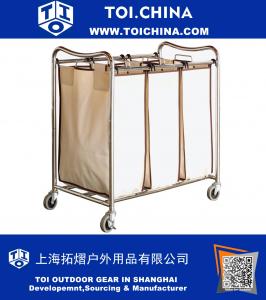 Heavy-Duty 3-Bag Laundry Sorter Cart, Chrome