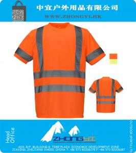 Hi vis Summer short sleeve safety reflective T-shirt work T-shirt safety shirt with reflective stripes