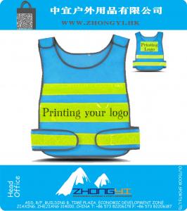 Hi vis blue vest Custom safety vest printing logo reflective safety vest workwear free company logo printing
