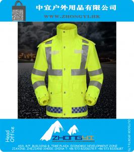 Oi vis workwear impermeável à prova de vento respirável reflevtive segurança chuva terno chuva jaqueta calça chuva