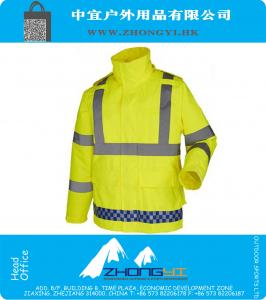 Hi vis workwear work jacket fluorescent yellow waterproof safety jacket
