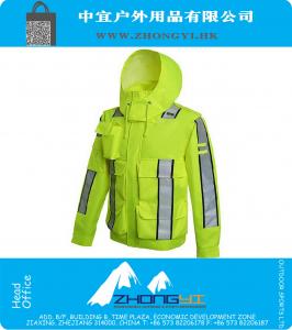High visibility Outdoor Jacket Polyester Waterproof safety reflective bomber jacket rain coat rain jacket