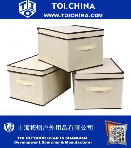 Large Foldable Storage Box with Lid Basket Bin