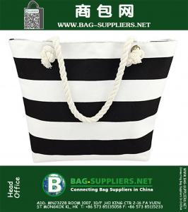 Large Striped Canvas Beach bag and Tote Bag