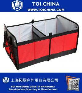 Lightweight Foldable Multi Compartment Fabric Car / Truck / Van / SUV Storage Basket, Trunk Organizer