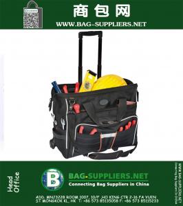 Line top roller rolling trolley tool bag for plumbers, durable tool bag with wheels