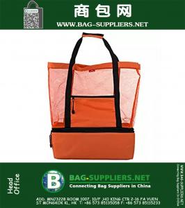 Mesh Beach Bag ,Beach Tote Bag With Romovable Picnic Cooler