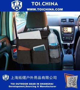 Multi-bolsillo organizador - Clásico Negro duradero resistente paquete de tela superior de la calidad del coche compacto asiento del conductor Reposacabezas Organizador