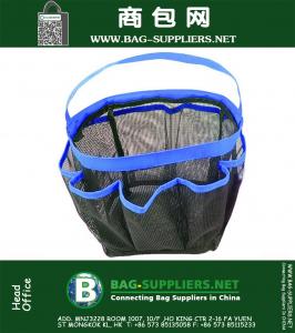 Multi-função de Bath Bag 8 bolso Duche ferramenta saco de armazenamento de malha de viagem portátil Quick Dry Tote Carry Handle Gym dormitório saco de armazenamento