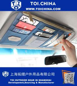 Multi-function Car Visor Organizer Pouch, Card Storage Holder, Sun Shade Pouch Bag, CD Storage for Auto Vehicle Truck Navy