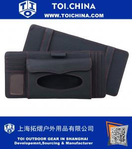 Multifonctionnelle voiture pare-soleil en cuir PU CD serviette Tissue Box Organisateur Pen Holder Porte-cartes