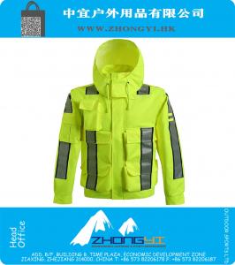 New High visibility Outdoor Jacket Polyester Waterproof safety reflective bomber jacket rain coat rain jacket