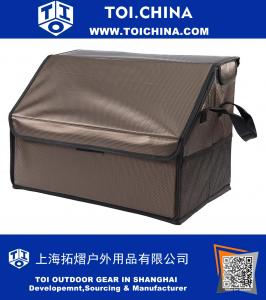 PU Trunk Organizer Cargo Storage Box Waterproof for SUV Car Truck Travel Vocation Trip Camping Household Brown
