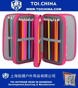 Titular caso de lápiz, TOPRAY 4 capas de gran capacidad de los estudiantes lápiz Wrap bolso de la pluma de la escuela Pounch Oficina arte artista Crafts maquillaje estacionario cosméticos cajas de almacenaje de organizadores