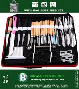 Portable 80Pcs Vegetable Food Carving Chisel Shapping Tools Chef Kit With Bag