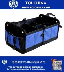 Premium Trunk Organizer, Durable Collapsible Cargo Foldable Storage Waterproof Non Slip Bottom Strip Auto Container With Multipurpose 11 Pocket For Car SUV Truck Minivan Home