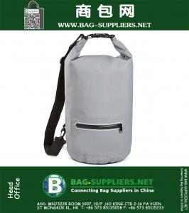 Premium Waterproof Dry Bag with Exterior Zip Pocket Shoulder Strap and Reflective Trim