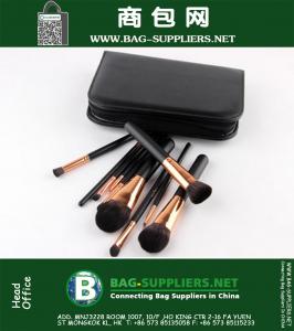 Professional 10 pcs Makeup Brushes Set PU Leather Bag Make up Tools Horse Hair Eyeshadow cosmetic Kit foundation brush