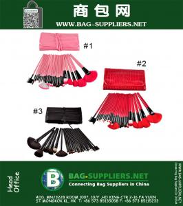 Профессиональный инструмент Наборы 24PCS деревянные Кисти для макияжа сумка розовый и черный цвета Полный макияж Kit