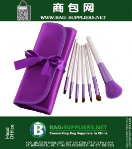 Фиолетовый Профессиональный макияж кисти 7PCS / Set Eyeshadading бровей губ Карандаш для глаз Косметика для макияжа кисть с мешками