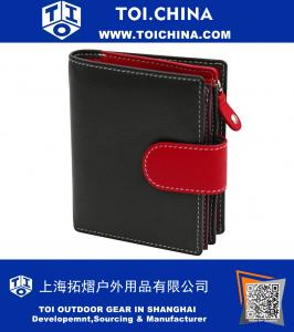RFID Blocking Genuine Leather Womens Wallet Ladies Purse Multi Colour 10 Card Slot