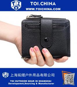 RFID Mini Soft Leather Wallet With ID Window Card Sleeve Coin Purse
