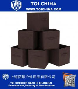 Conjunto de 6 Armazenamento Cubos dobrável Tecido gaveta de armazenamento Bins organizador do armário Dark Brown