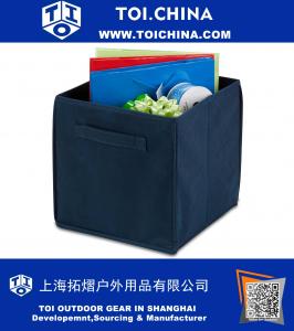 Soft and Foldable Storage Bin Organizers, 10.6 by 10.6-Inch, Navy Blue