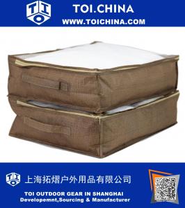 Storage Bags Under the Bed See Through Window Brown Linen Design