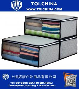Bambu fiber düzenleyici giyim depolama torbaları, üç set