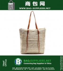 Straw Beach Bag Tas van stof voor de zomer schoudertas Handmade Handbag
