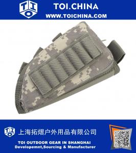 Tactical Buttstock bumbum da titular munição Pouch Molle 7 Shells bolsa com Pad Cheek couro para Mão Direita