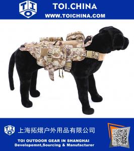Perro táctica de Molle chaleco arnés del entrenamiento del perro del chaleco desmontable con paquetes de bolsas de nylon para mascotas compacto chaleco chaleco