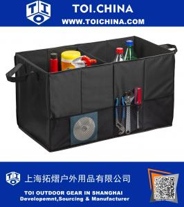 Trunk Organizer Multipurpose Folding Flat Trunk Storage Organizer, Collapsible Car Organizer, Auto Sturdy Organizer For Car, SUV, Van, and Truck With Stiff Base Plates For Bottom Support