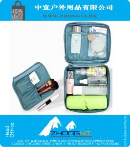 Kit de herramientas de maquillaje a prueba de agua de nylon mujeres de la cremallera de maquillaje bolso cosmético del artículo de tocador almacenaje del recorrido Lavar la bolsa Bolsa