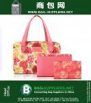 3 Piece Floral Cosmetic Toiletry Bag Gift Set with Rectangular Large Bag