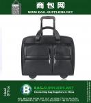 Black Leather Rolling 15-inch Laptop Case