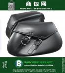 A Couro Par Faux Strap Buckle Motorcycle Saddle Bag Ferramenta Side Motorbike Bag